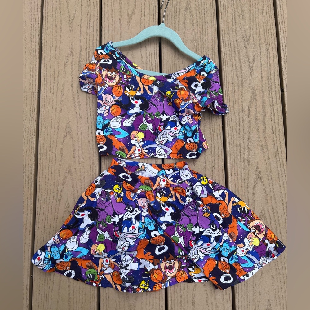 Wild Rich Kids Space Jam 2 piece crop and skirt